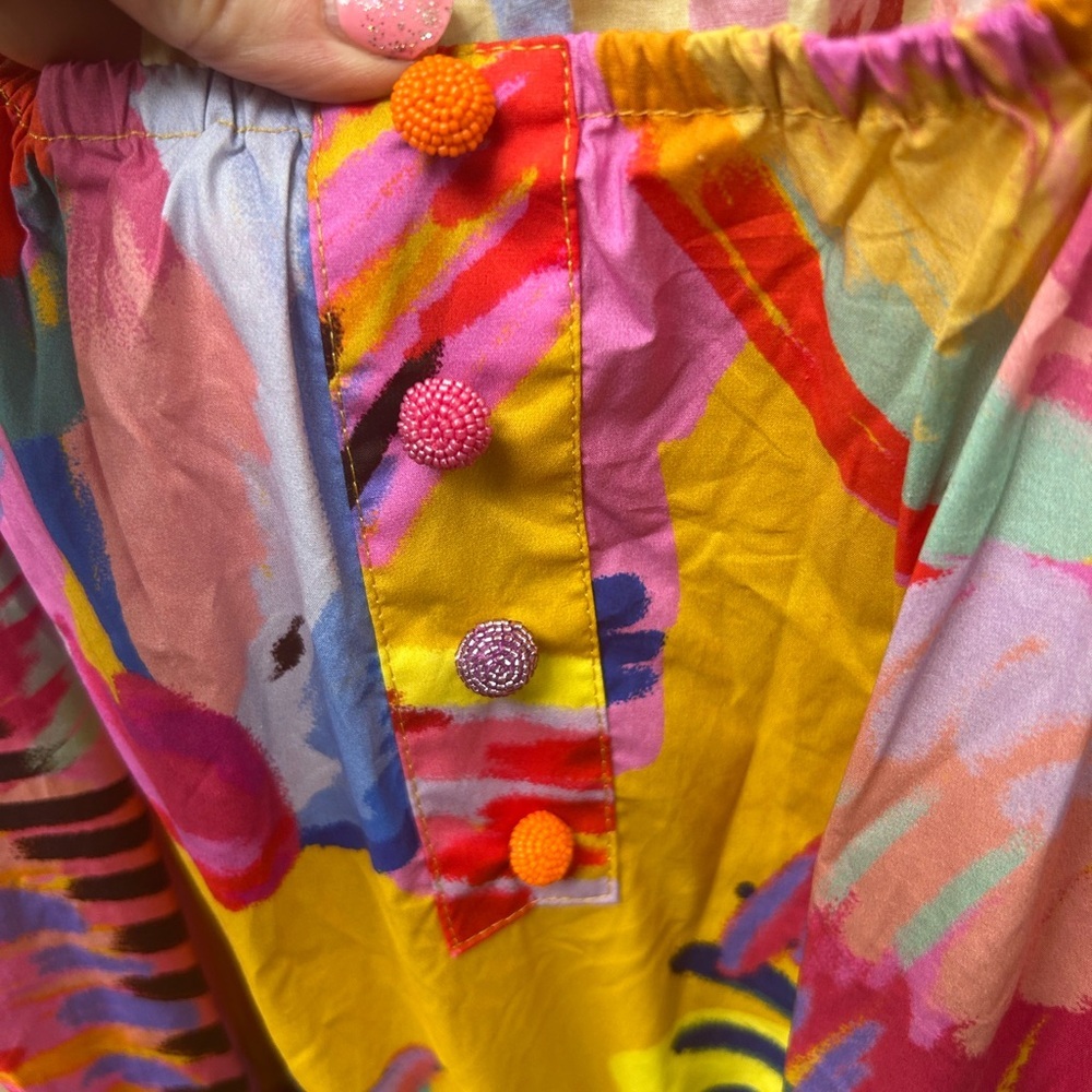 NWT FARM RIO Anthropologie Neon Macaws Puff Sleeve Maxi Dress - Picture 11 of 16